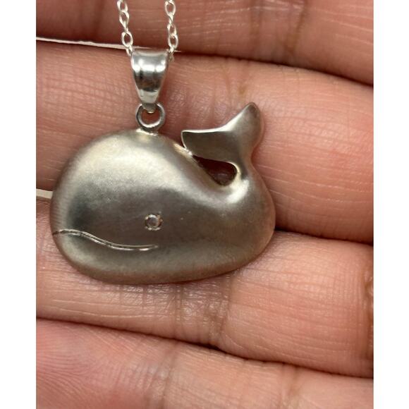 Marked 925 Matte Silver Whale Necklace - Picture 2 of 10